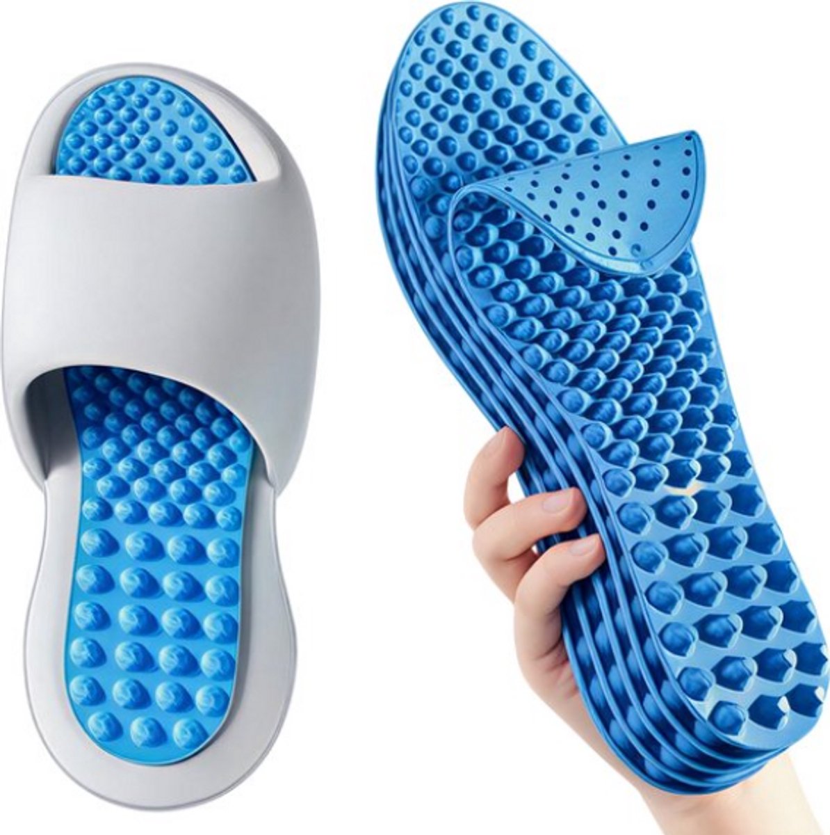 Schokabsorberende Inlegzolen met Massage-Effect (Maat 39-40) – Comfortabele, Elastische Zolen voor Mannen en Vrouwen | Sport, Wandelen, Werkschoenen & Barefoot Schoenen