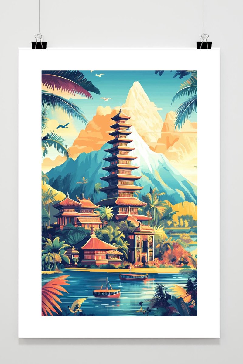 Bali Poster - Tempels - Kunst - Reizen ië - Natuur - Cultureel - posters - formaat 70x100c