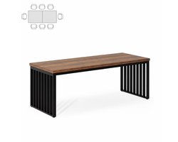 Velmio Bureau - 2 persoons - Industriële look - Computer Tafel - 180 x 60 x 76 cm - Hout Look - Bruin/Zwart - Thuiswerkplek