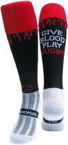 WackySox Give Blood Play Rugby Zwart - 35-40