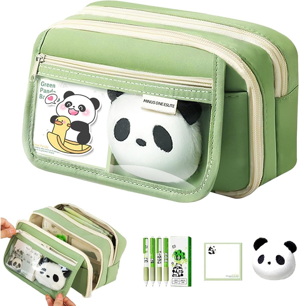 Grote Capaciteit Pennenbak voor Jongens en Meisjes - Schattige Panda Stationery Organizer voor School en Kantoor