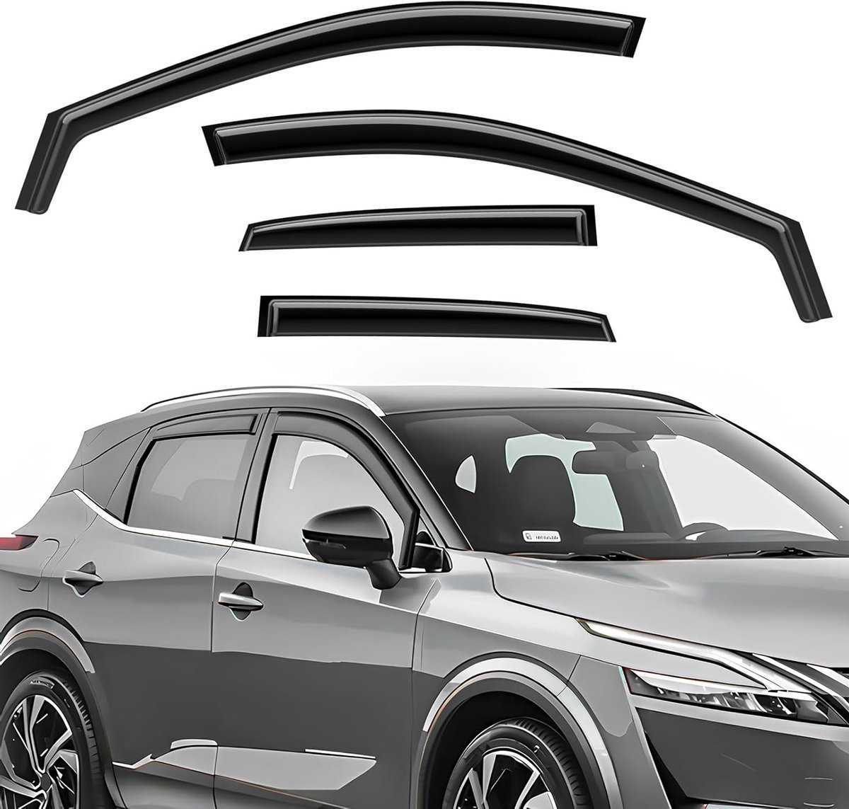 Winddeflector voor Qashqai MK3 (2021-2024) - Raam Bescherming tegen Regen en Wind met Geïntegreerde Deflectoren voor Verbeterde Rijervaring