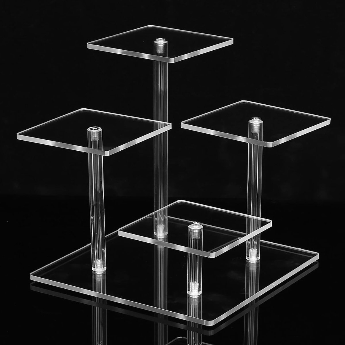Duidelijke Acryl Display Riser, 3-laags en 4-laags Plank voor Sieraden, Desserts en Cosmetica Verzamelobjecten en Geuren