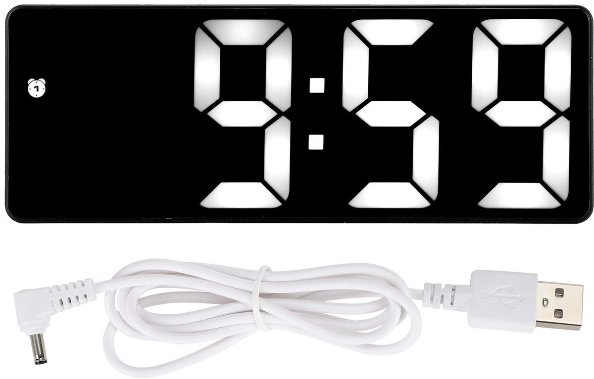 Atyhao LED Spiegel Alarm Klok - Moderne Digitale Tafelklok met USB en Batterij, Perfect voor Thuis en Kantoor