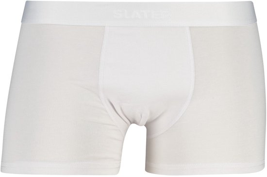 Witte katoenen boxershort met elastische tailleband.