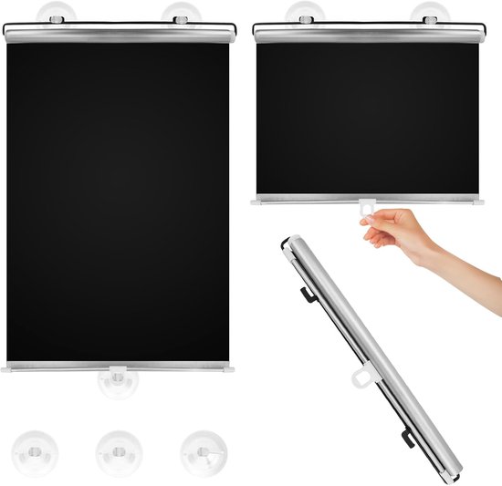 Store enrouleur occultant - 45 x 125 cm - Stores enrouleurs occultants avec ventouses - Télescopique - Portable, anti-lumière, facile à installer pour fenêtres et voitures - Pas de perçage nécessaire - Noir