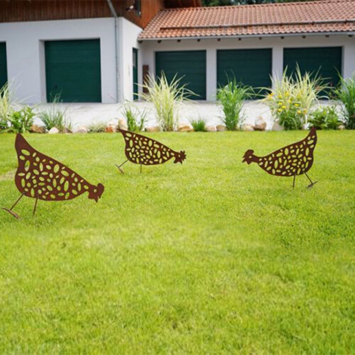 Badeko | Tuinbeeld Haan rennend | Cortenstaal look | 40x55cm