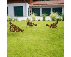 Badeko | Tuinbeeld Haan rennend | Cortenstaal look | 40x55cm