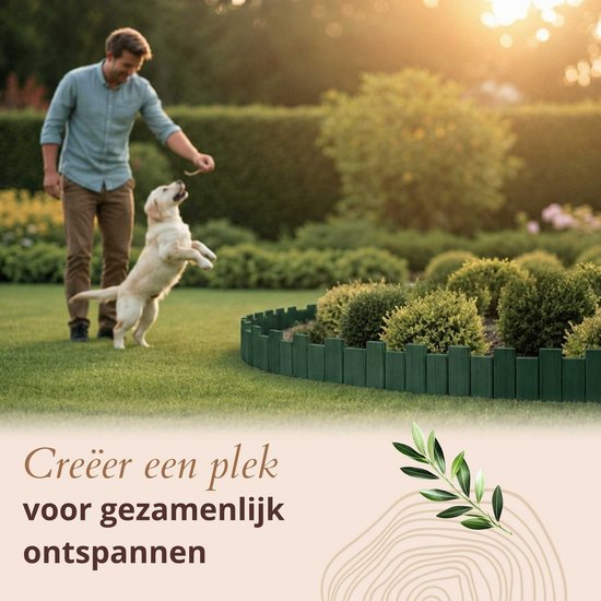 Floranica Borderrand Gazonrand 20 x 100 cm Groen Perkrand Bloembedrand hout geïmpregneerd Palissade Rolboord