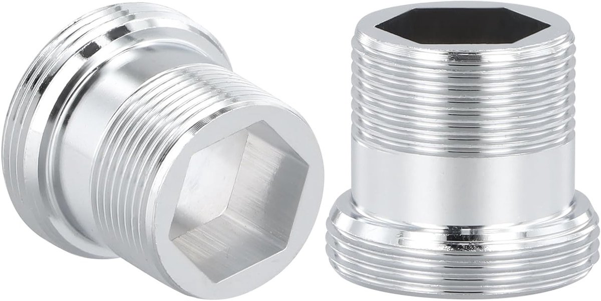 2 Stuks Metaal Adapters voor Keukenkranen, Duurzaam en Weerbestendig, Verbindingsstukken voor Hoses en Aerators (M18-M22, Verlengd)