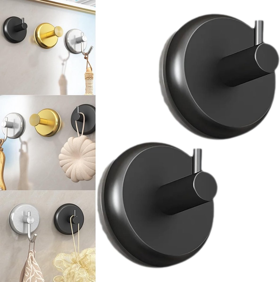 Zorg voor een opgeruimde badkamer met waterdichte zuignap haken voor handdoeken, badjassen en accessoires - Set van 2, geschikt voor tegels en glazen deuren