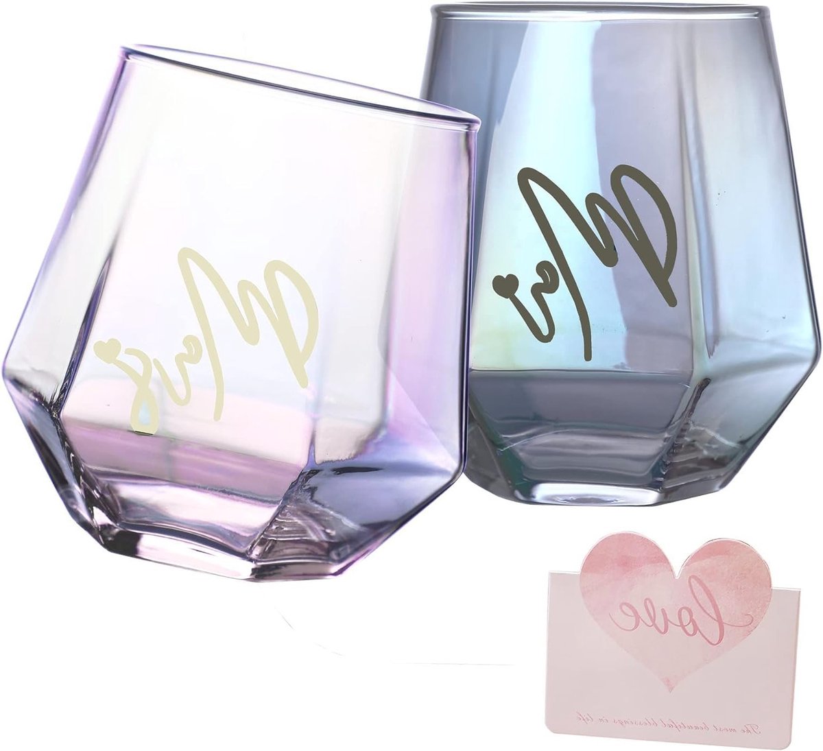 Iridescent Wijnglazen voor Bruidsparen, Unieke Cadeaus voor Verlovingen, Bruiloften en Verjaardagen, Persoonlijke Geschenken voor Hem en Haar