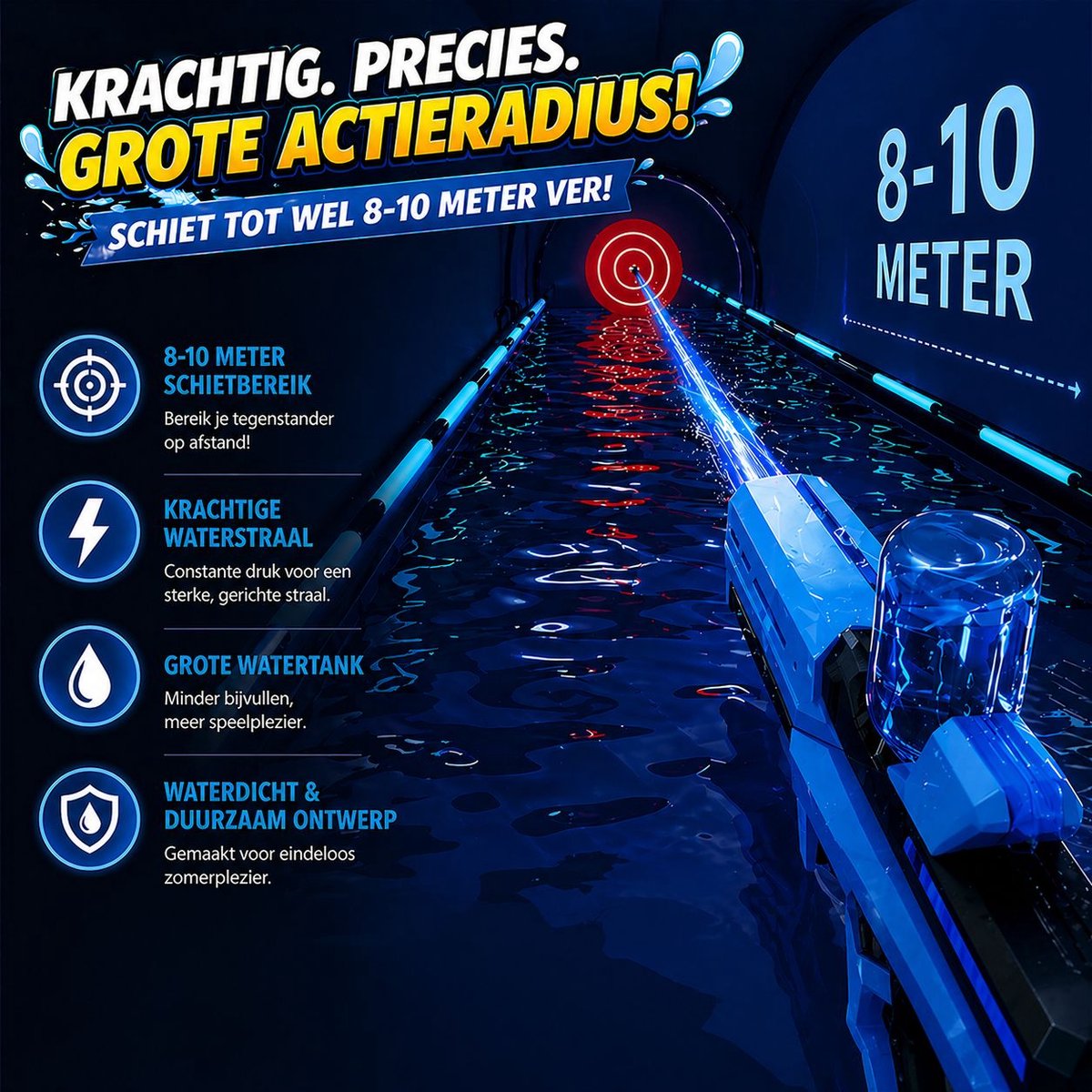 Astravon Elektrisch Waterpistool - Automatisch Waterpistool - Automatisch Vullen -Zomer Speelgoed - Watergevecht - Super Soaker - Oplaadbaar Waterpistool - Kinderplezier - Waterpret - Strand Speelgoed - Tuinspeelgoed - Elektrisch Speelgoed - Waterbat — afbeelding 5