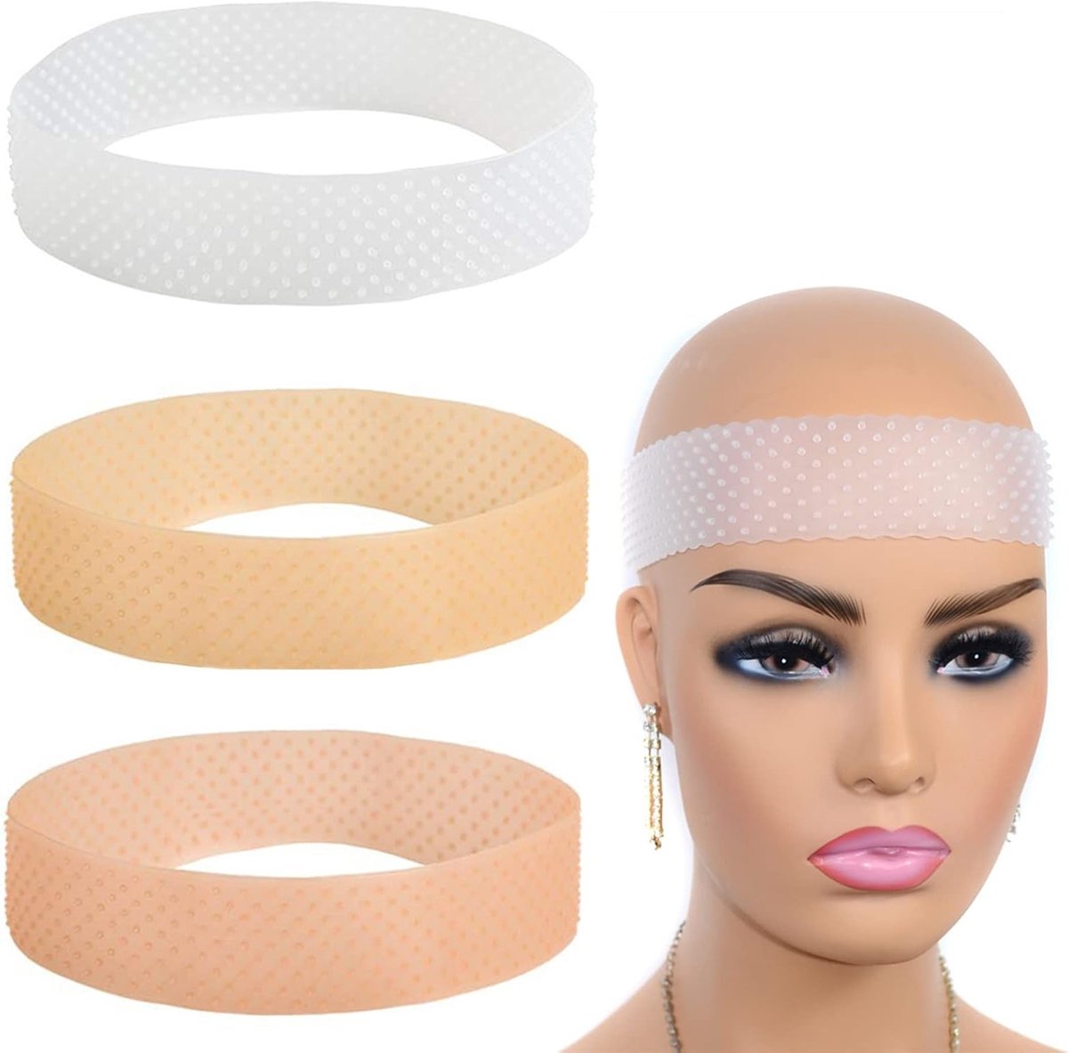 Zweetbestendige Hoofdband voor Haarextensions - Set van 3 Stuks, Silicone, Diverse Kleuren