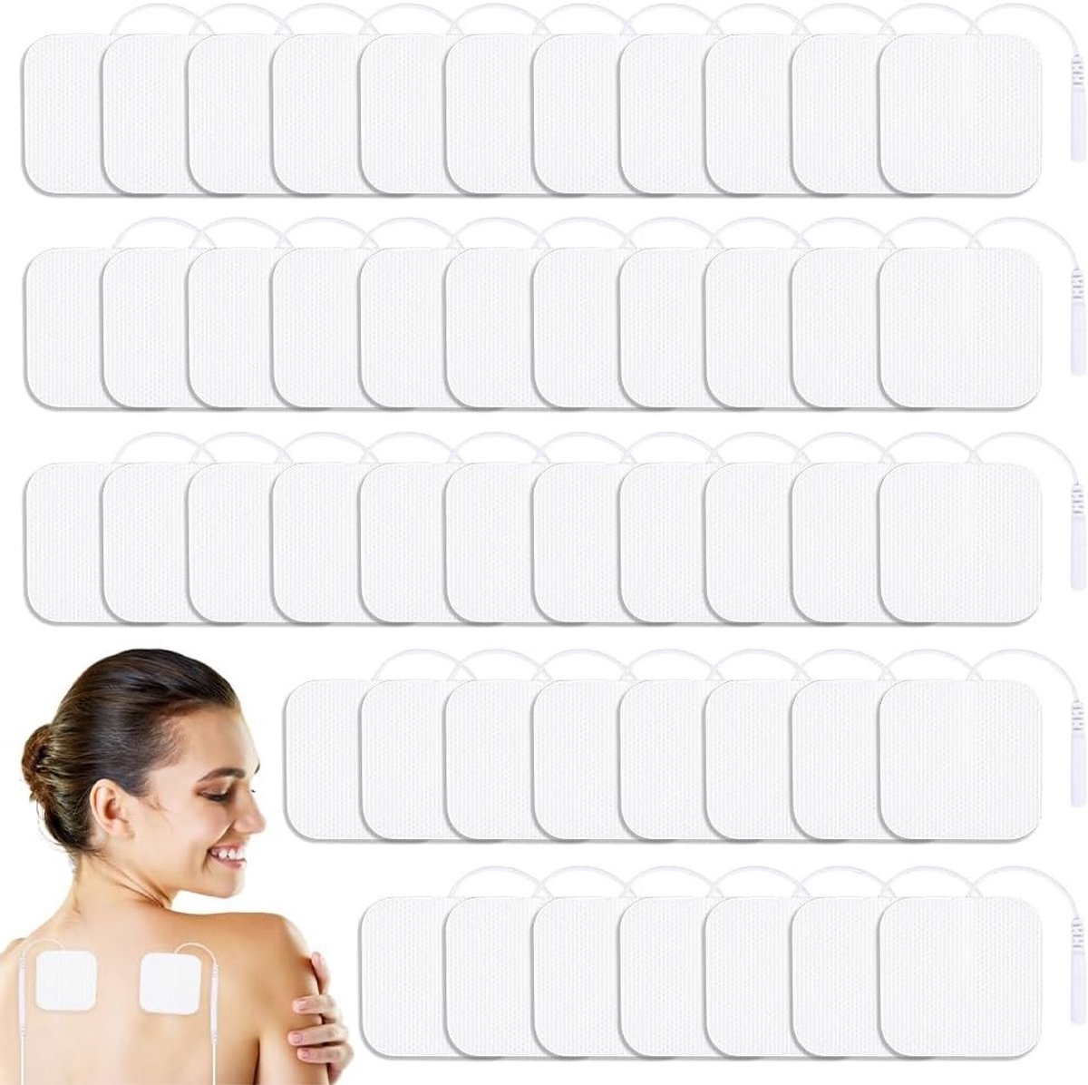50 Stuks Zelfklevende Elektrodenpads 5 x 5 cm voor TENS en EMS Apparaten - Herbruikbare Trainingspads voor Pijnverlichting en Spierstimulatie