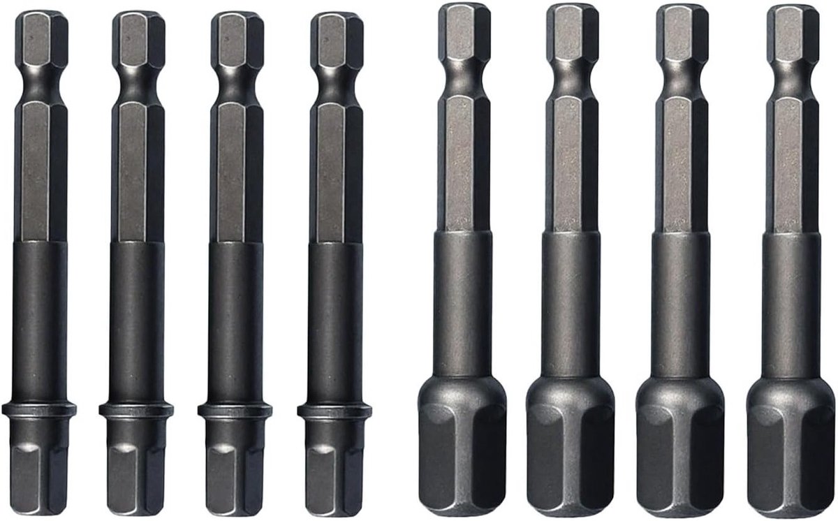 8-delige Socket Adapter Set voor Impact Driver en Power Drill, 1-4" en 3-8", Hex Shank naar Vierkante Socket Converter, Handgereedschap Accessoires