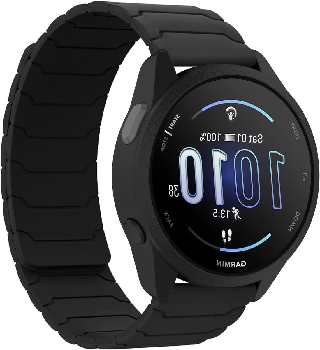 20mm Magnetische Horlogeband voor Garmin Forerunner en Vivoactive, Sterke Dubbele Siliconen Magnetische Band voor Venu Sq 2, Zwart en Duurzaam