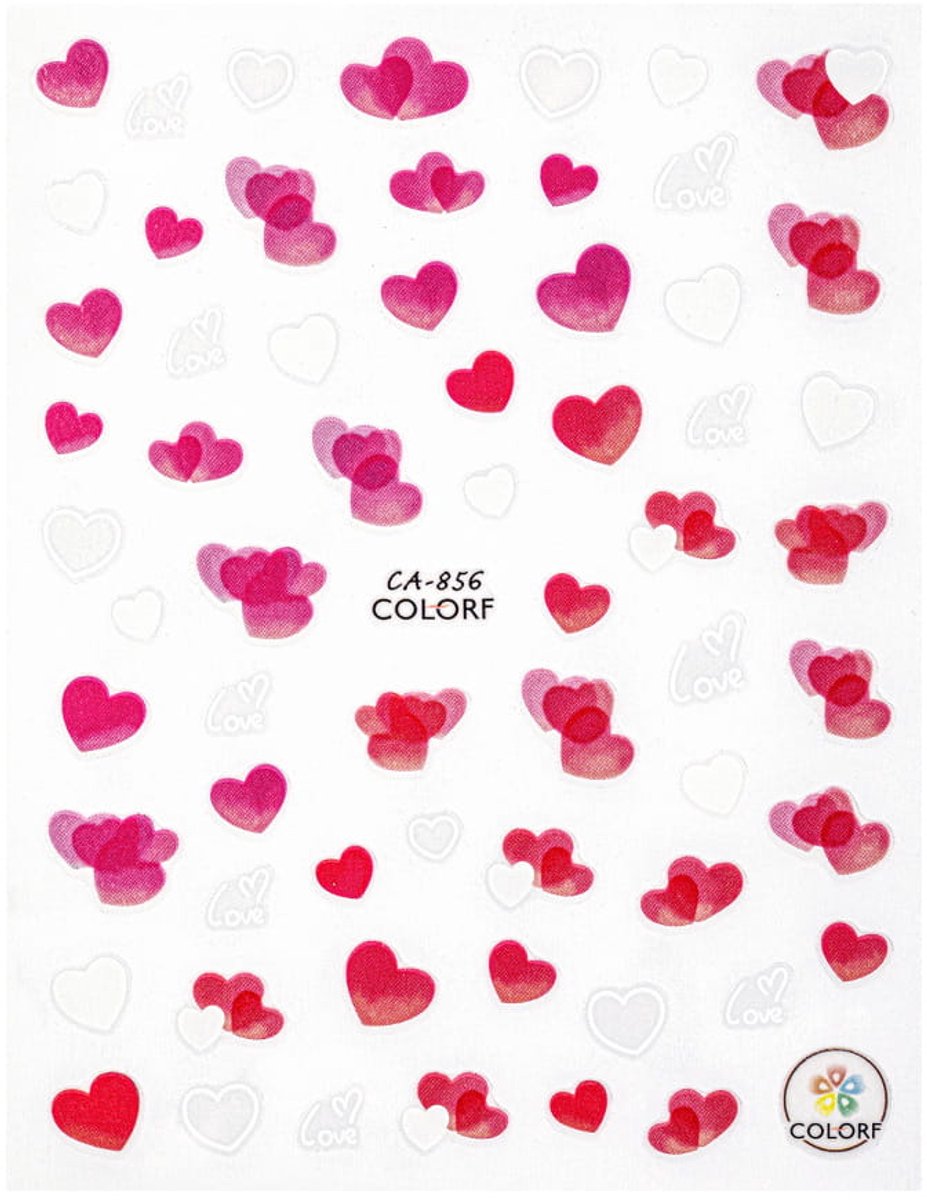 GNB-LAB CA-856 - Valentijnsdag Zelfklevende Nagelstickers - Hartmotieven