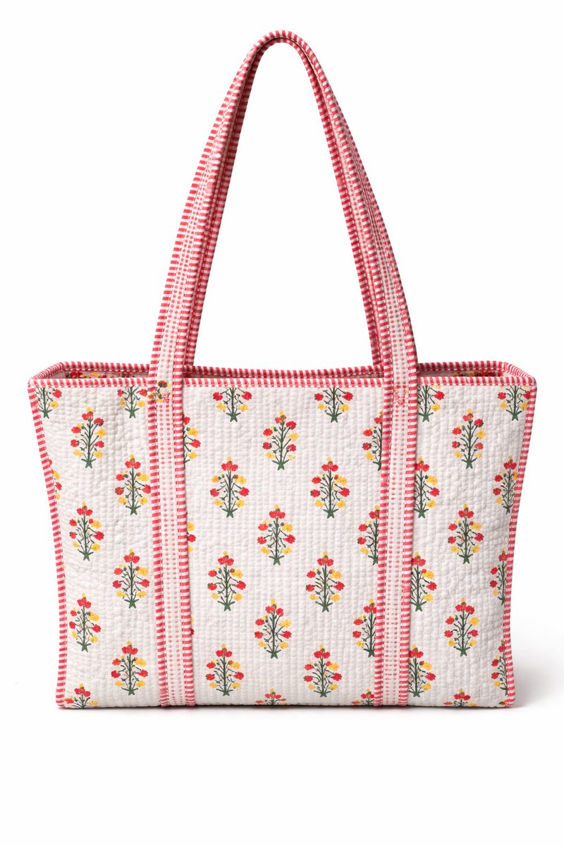 HS Shopper - Wit Rood - Stijlvolle Dames Accessoire - Ruime Indeling
