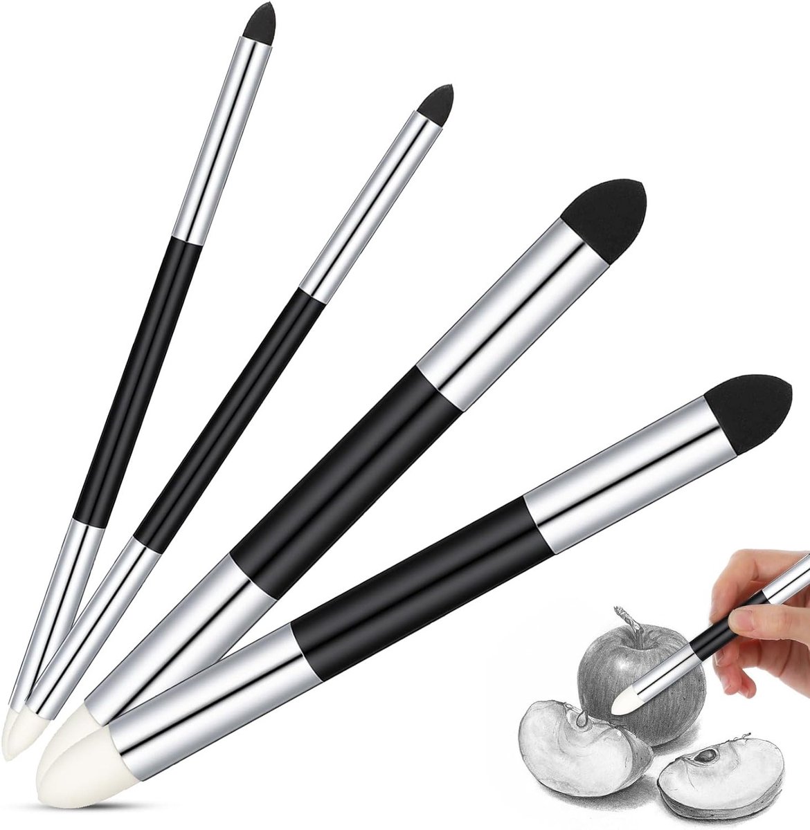 Set van 4 Dubbelzijdige Mengsponsen en Gum voor Professionele Tekenaars en Schilders - Ideaal voor Pastelkrijt en Schetspapier Accessoires