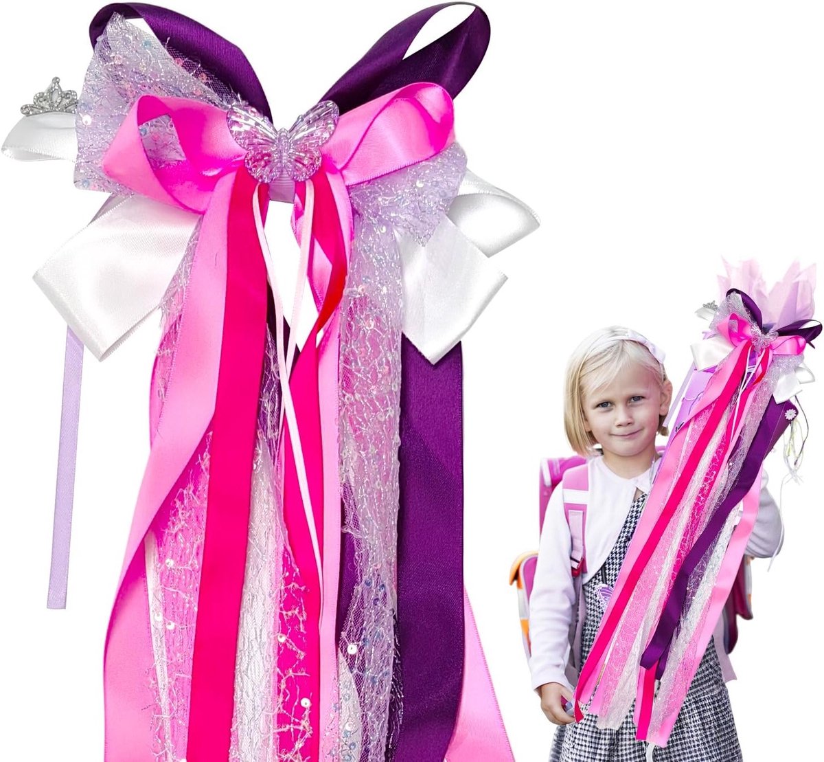 Decoratieve Conische Strik van 60CM met Paarse Linten voor Verjaardagen, Bruiloften en Cadeauverpakking