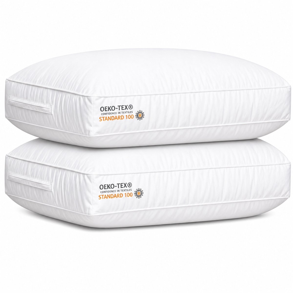 Princess Line Comfortabel katoenen tijk Box Model Hoofdkussen - Anti-nekpijn - Aanpasbaar met Ritssluiting - 50 x 60 x 10 cm - Set van 2-Stuks-
