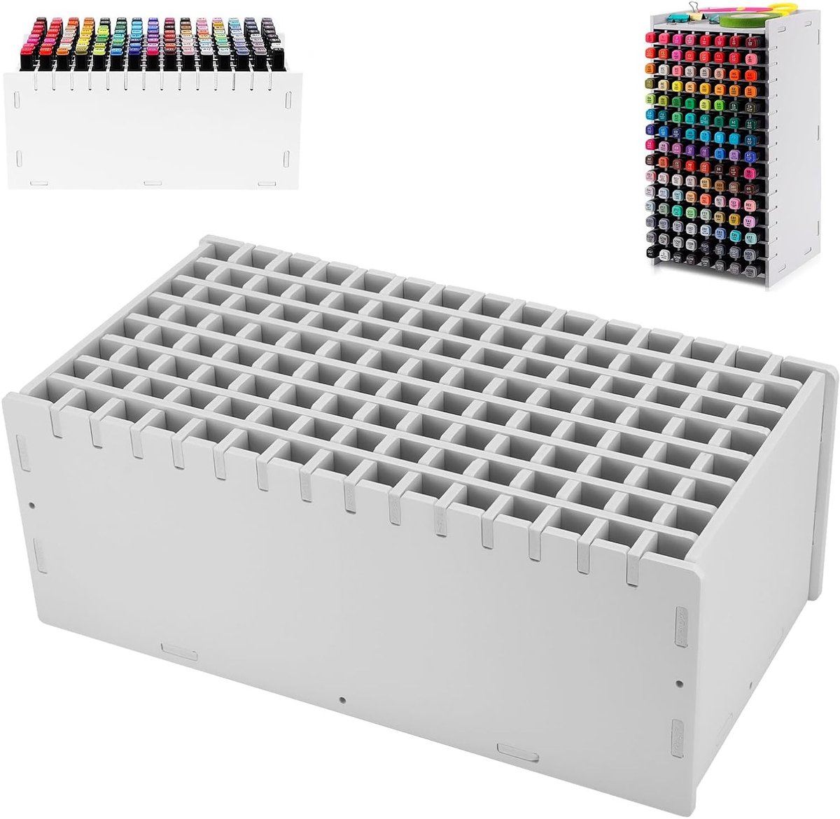 Ruimtebesparende Pen Organiser voor Bureau - Markeropslag voor Thuis, Kantoor en School met Verwijderbare Scheidingswand en Ruimte voor 120 Stiften