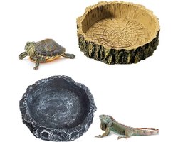 Waterbak voor reptielen en amfibieën - 2 stuks, ideaal voor voeden en hydrateren van kleine hagedissen en schildpadden