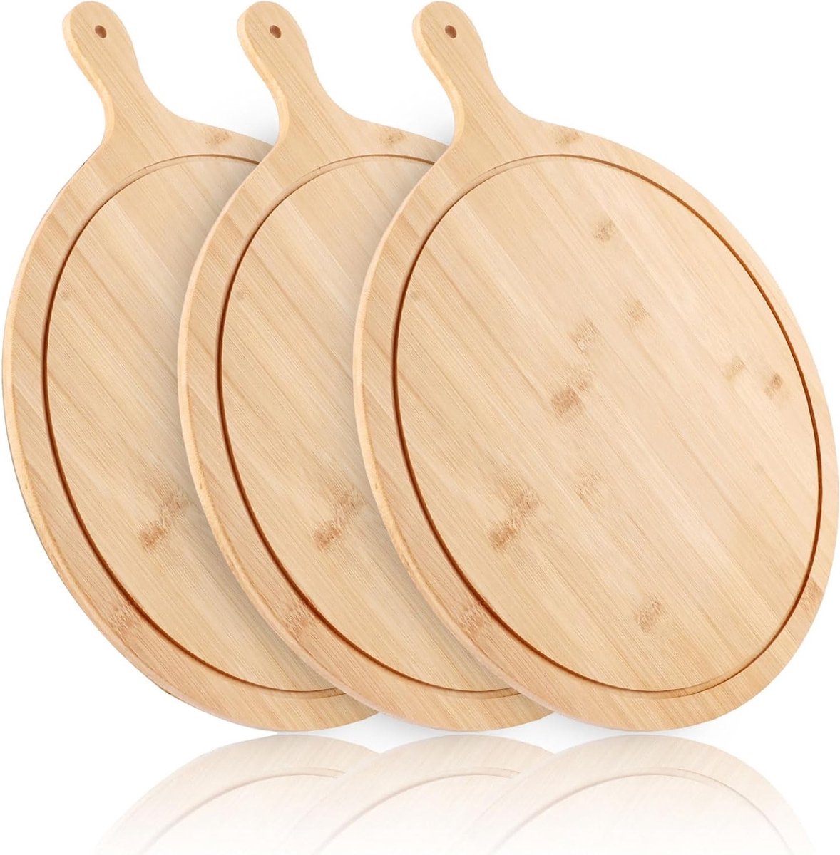 Houten pizzaschep set van 3 - Ideaal voor het maken van pizza's, bakstenen en ovengebruik