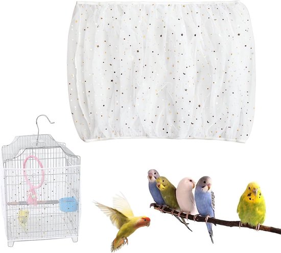 Verstelbare Vogelkooi Afdekhoes – Nylon Mesh – Vangt Zaad & Veren – Past Omtrek 150-220 Cm (Zwart, XL)