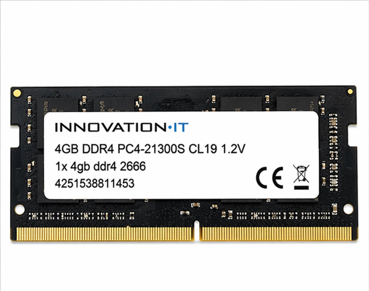 Innovation IT 4GB DDR4 2666MHz PC4-21300S CL19 SODIMM Laptop Geheugenmodule (1x4GB)