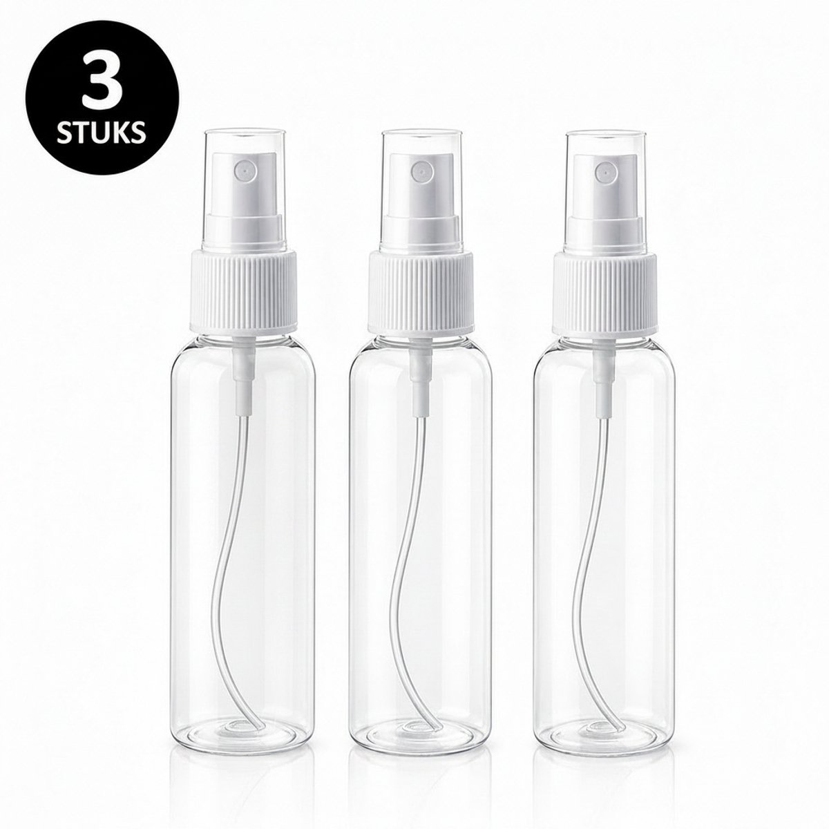 3 Stuks Spray Flesjes 100ml – Spray Bottle - Verstuiver – Hervulbaar – Reisflesjes – Transparant