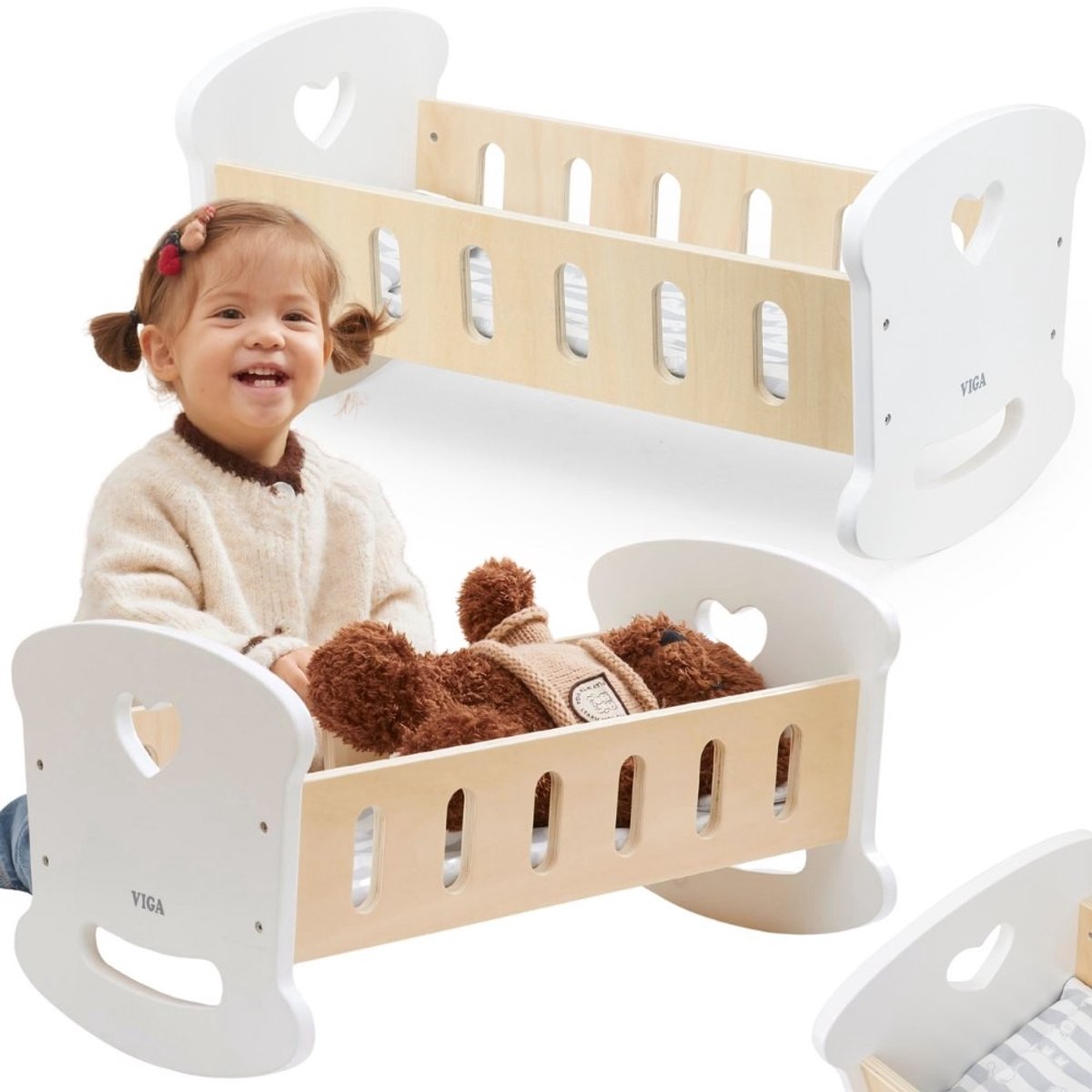 Viga Houten Poppenwieg Met Hart - UNI