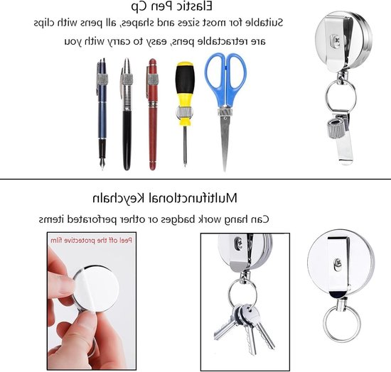 Retractable Pen Holder met Badge Reel en Verstelbare Spring Ring - Perfect voor Zorgprofessionals en Werknemers van Merkloos — afbeelding 3