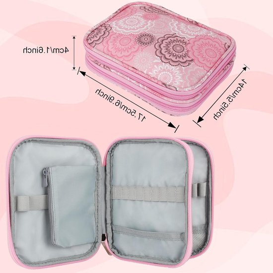 Haaknaalden Etui - Dubbele Compartment Ritsopbergzak voor Reizen, Compact en Handig, 18x14x3.5cm, Perfect voor Breien en Haken — afbeelding 2