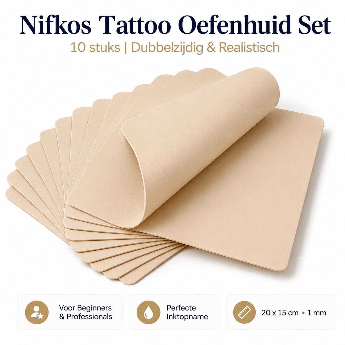 Nifkos Products Tattoo Oefenhuid Set 10 Stuks - Siliconen Nephuid Tatoeage - Tattoo Huid Oefenen - Nep Huid - Practice Skin - Kunsthuid - Machine - Stick and Poke - Inkt - Naalden - Voor Beginners & Professionals Merk:Nifkos • Delen •