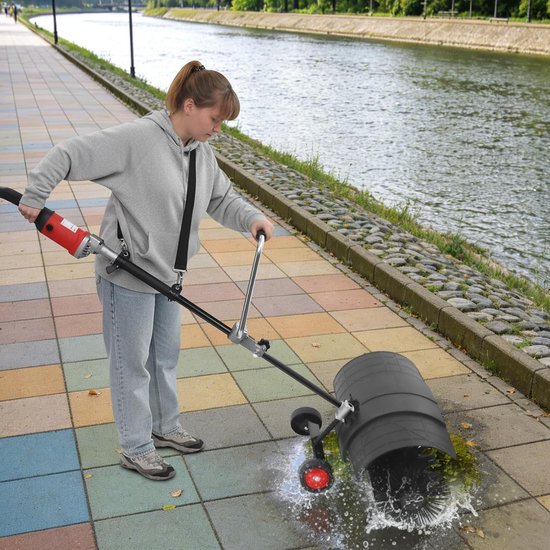 Veegmachine Blaasmachine - Elektrische bezem - Tuin reinigen - Dubbele functionaliteit - 55 cm werkbreedte - Zwart rood oranje van Merkloos	 — afbeelding 2
