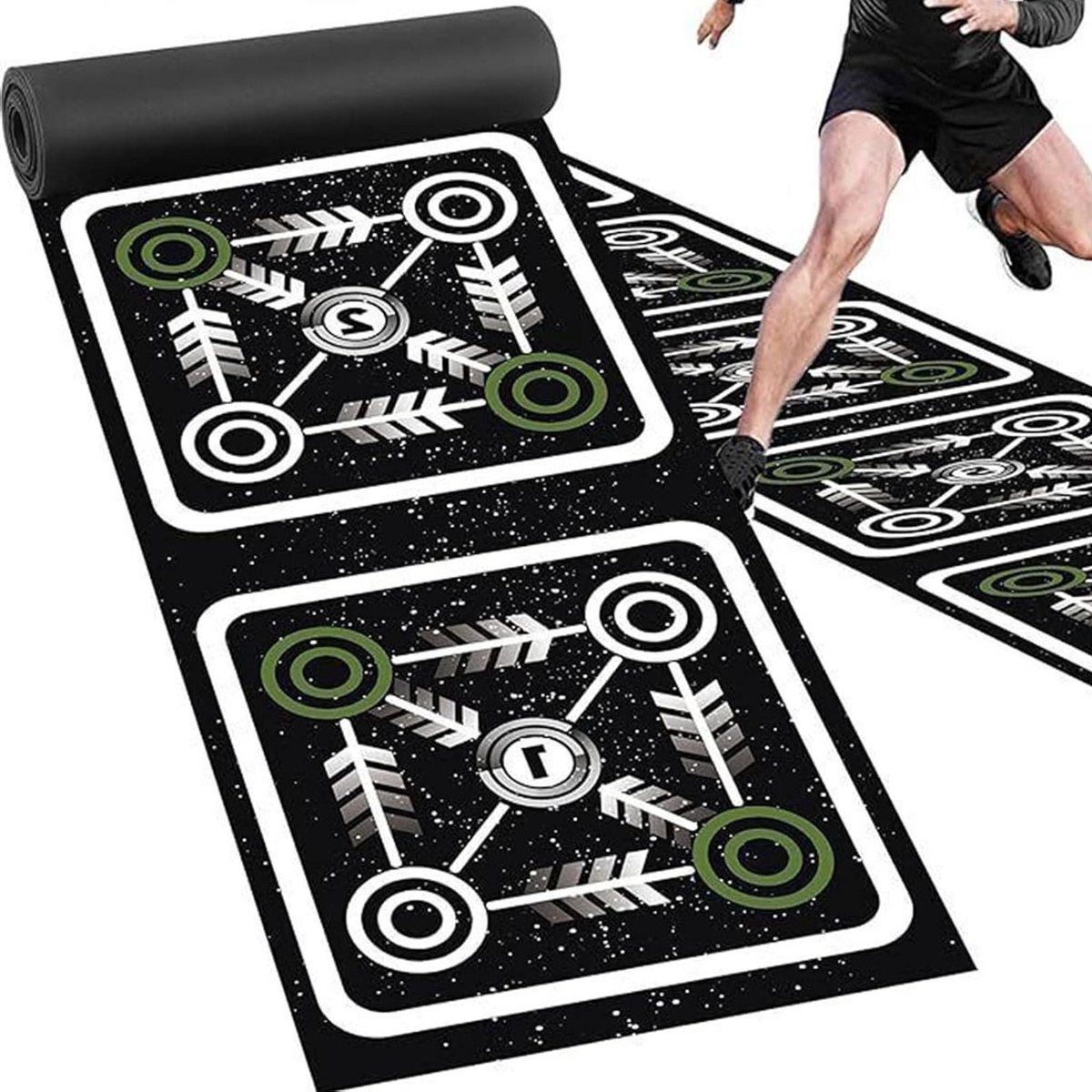 Behendigheidsladdermat - Trainingsmat Oefenladder - Snelheidstraining Verbeteren - Trapeziumvormig Ontwerp - 40 x 360 cm - Meerkleurig