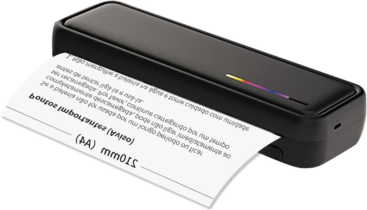Draagbare Printer - Mobiele Fotoprinter Thermische Printer - Documenten Printen - Inktloos Printen - A4 Breedte - Zwart