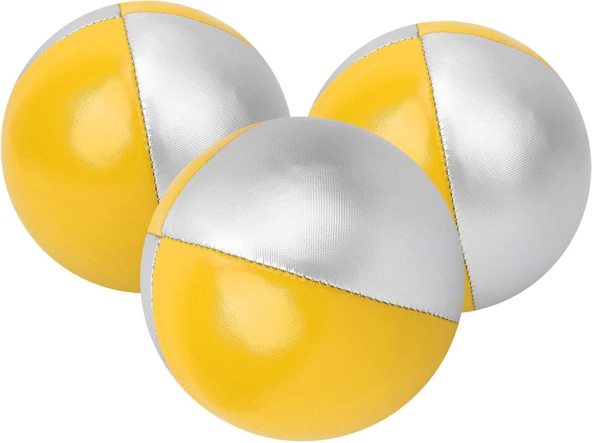Jongleerballen Set - Werpballen PU-leer - Vrije tijd entertainment - Scheurbestendig materiaal - 4 stuks - Geel/zilver