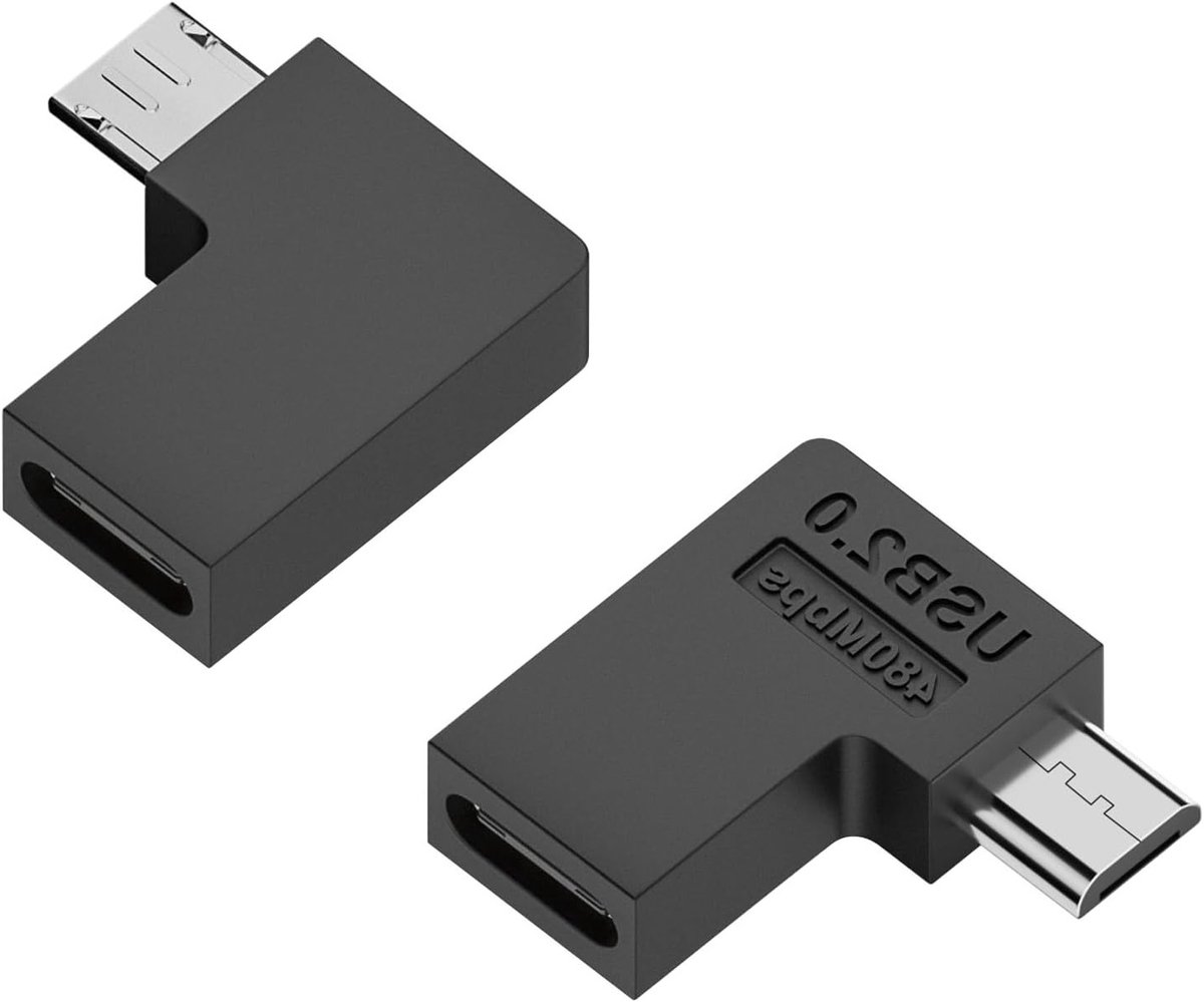 USB C naar Micro USB Hoekadapter 90° - 2 Stuks voor Opladen en Gegevensoverdracht