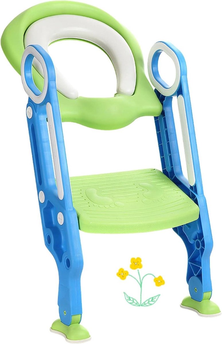Opvouwbare en verstelbare toiletbril voor kinderen, toiletbril met brede en antislip treden, comfortabele gevoerde toiletbril