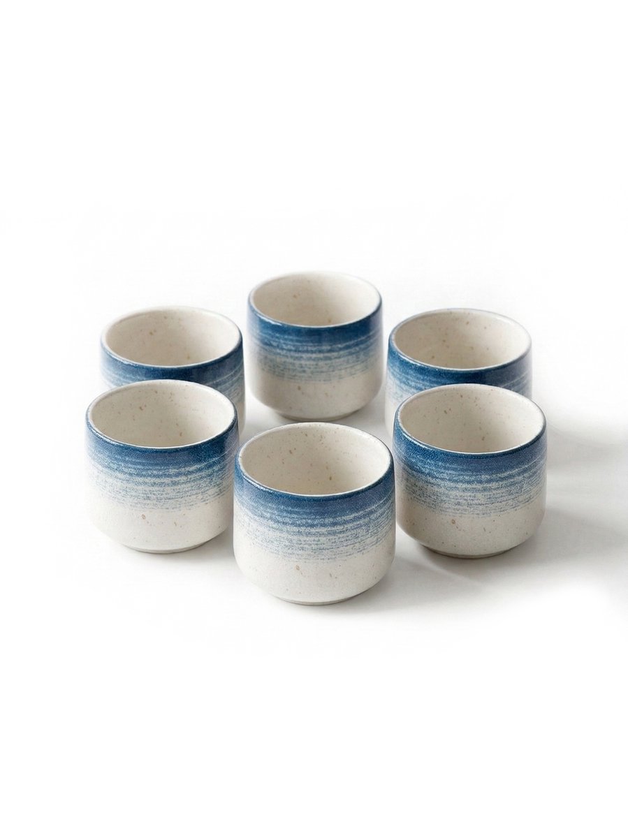 Proefer 6x Keramieken Koffiekopjes – Blauw - 200ml - Steengoed Theekopjes Set – Rustiek Ontwerp – Geglazuurde Afwerking – Vaatwasser- & Magnetronbestendig – Koffie en Thee Kopjes