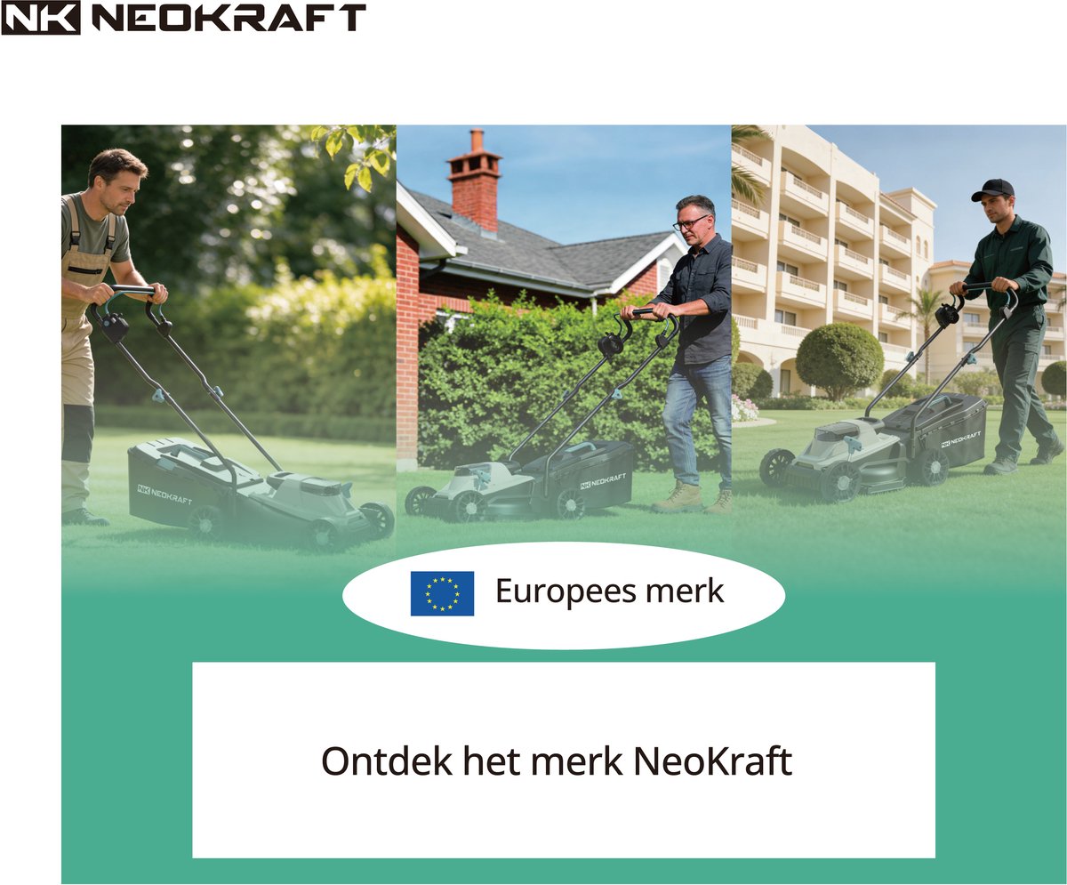 Neokraft - 20V Accu grasmaaier - 33cm maaibreedte - Brushless motor - 5 instelbare maaihoogtes - Incl 30L opvangzak - Incl. 20V 4,0Ah accu & lader thumbnail 6
