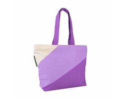 Shopper / strandtas met rits van NoMorePlastic - Lila Lilac - Duurzaam - Gerecycled bedlinnen - Moederdag Cadeau