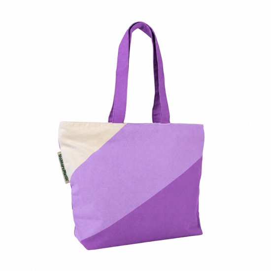Shopper / strandtas met rits van NoMorePlastic - Lila Lilac - Duurzaam - Gerecycled bedlinnen - Moederdag Cadeau