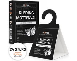 Moffel® 24 Stuks Mottenval Kledingmotten - Geurloos Geen Gif - Feromoonvallen - Kleding Mottenval - Mottenpapier - Mottenballen Kledingkast