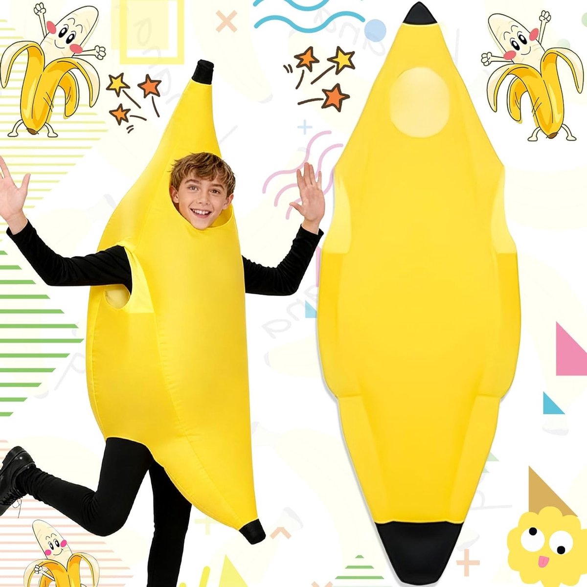 Grappig Fruit Kostuum voor Volwassenen, Zacht Bananen Kostuum voor Halloween, Carnaval en Feesten, Ideaal voor Cosplay en Verkleedpartijen
