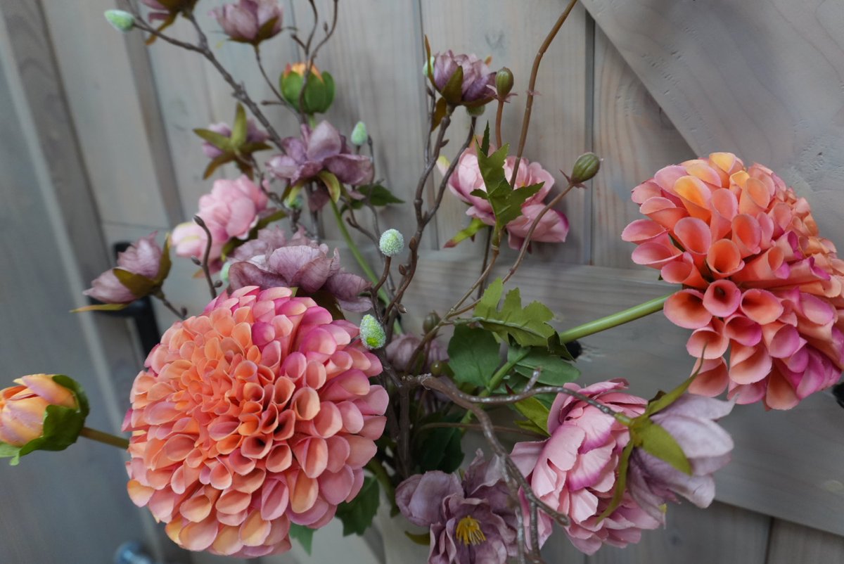 Boeket Herfst | Roze | Oranje | Sylxz | Brynxz | Zijdebloemen | Groen | 4 takken