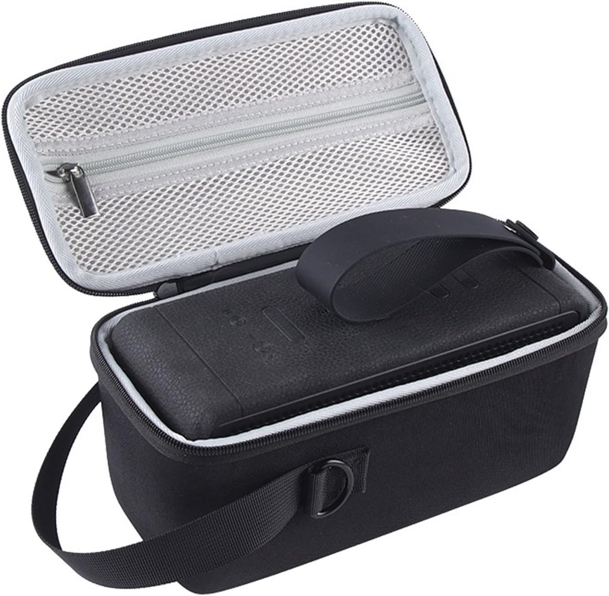 Draagbare beschermcase voor Bluetooth luidspreker, hard EVA schoudertas met accessoires, zwart/grijs